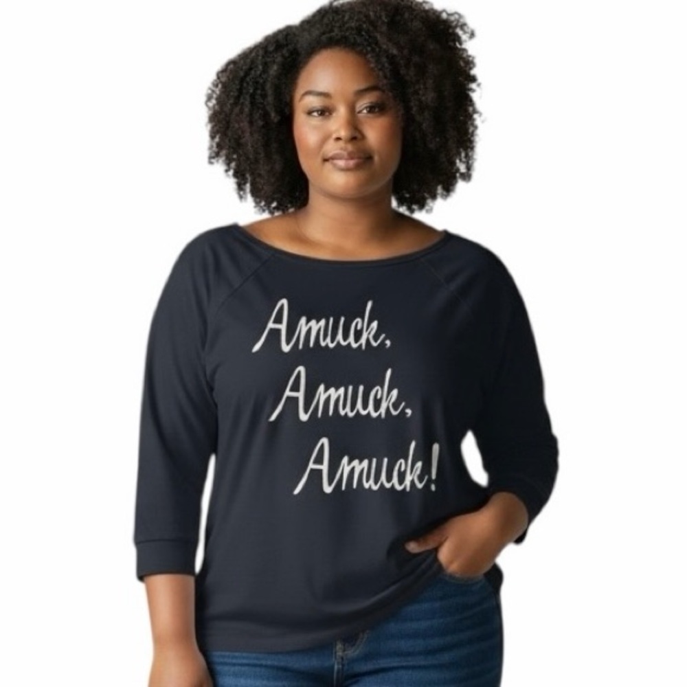 NWT/ Thread Tank/AMUCK/Womens Graphic Long Sleeve/Navy Top/Size: XL